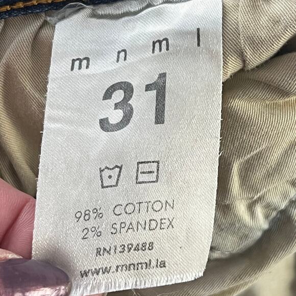 MNMI Men's Moto Style Button Fly Jeans 31 Tuxedo Stripes Indie Grunge Rockstar - Picture 5 of 6